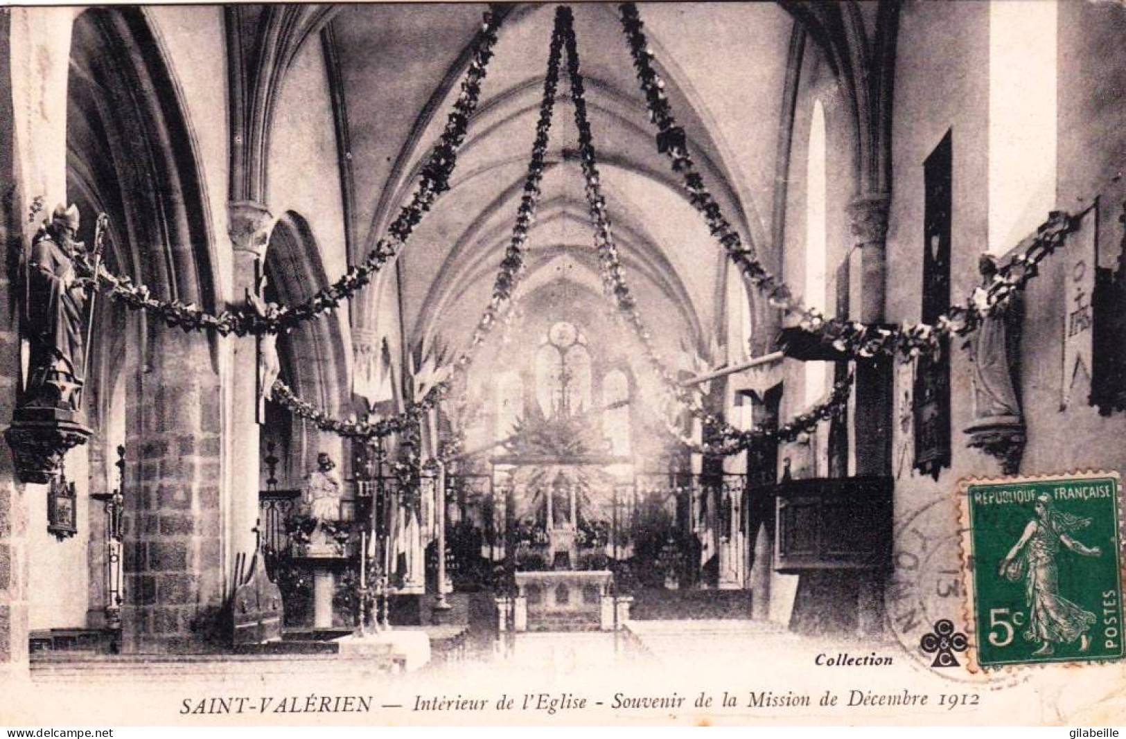 89 - Yonne -  SAINT VALERIEN -  Interieur De L'église - Souvenir De La Mission De Décembre 1912 - Saint Valerien