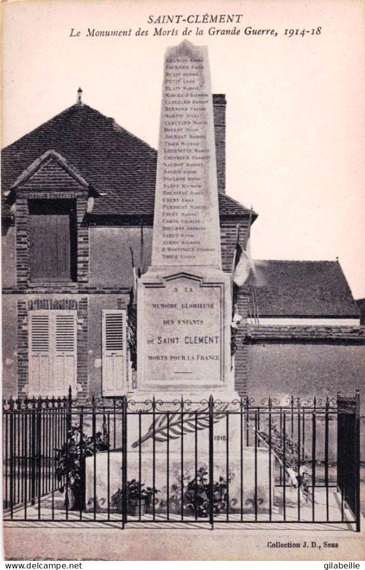 89 - Yonne - SAINT CLEMENT - Le Monument Aux Morts De La Guerre 1914-18 - Saint Clement