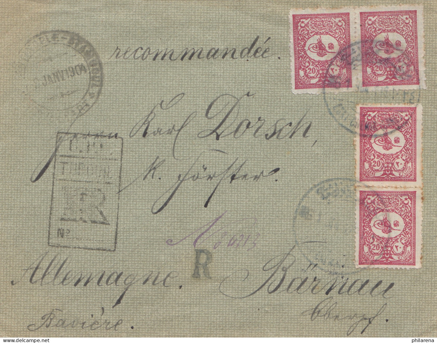 Türkei: 1904: Brief Einschreiben Nach Weiden - Autres & Non Classés