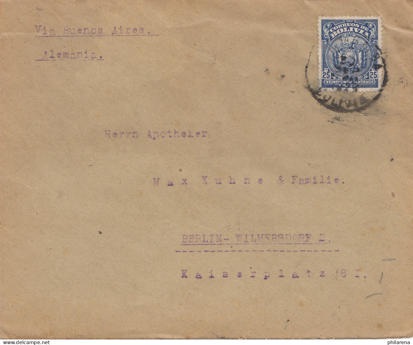 Bolivien: 1929 Cochabamba To Berlin - Bolivie