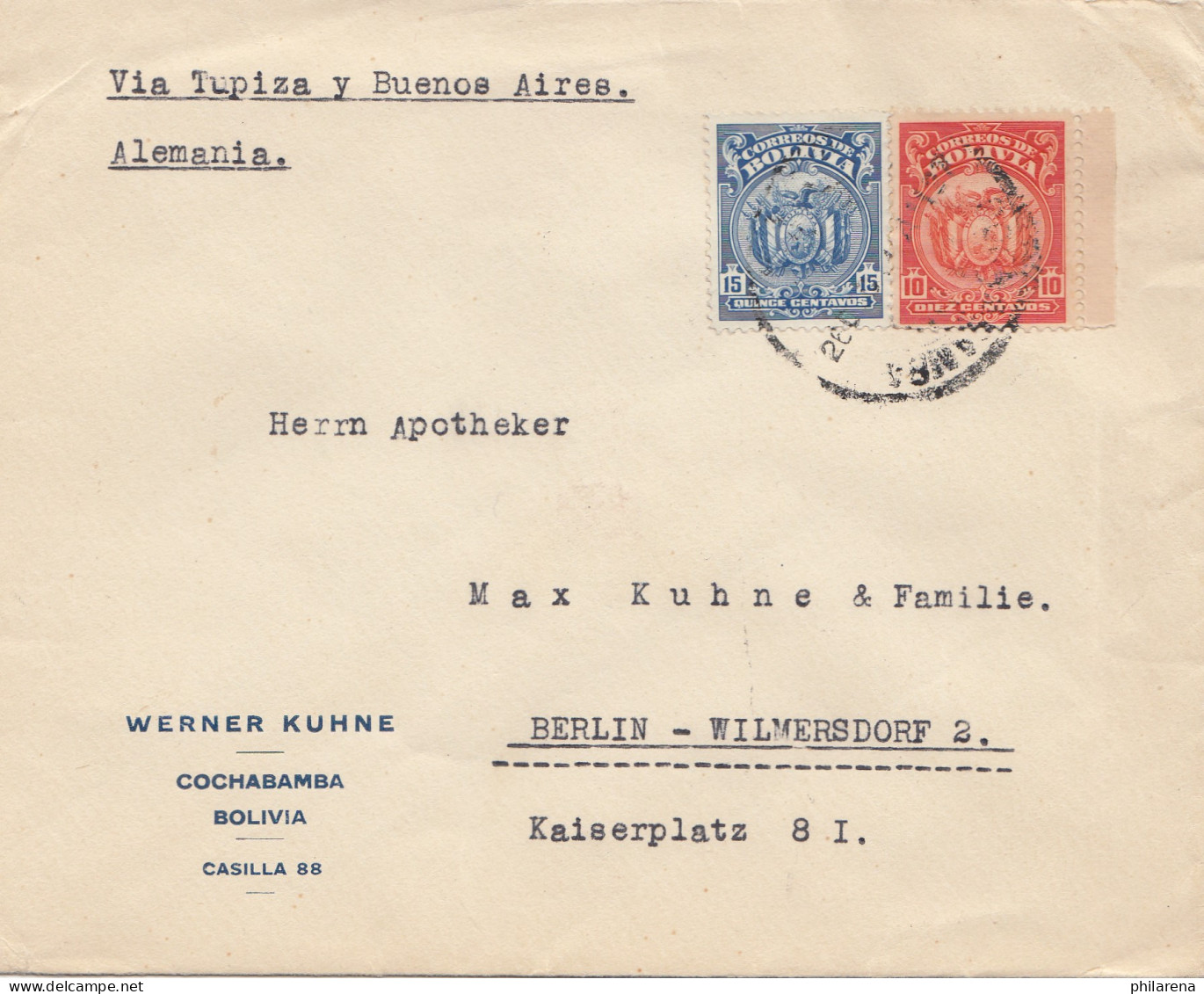 Bolivia/Bolivien: Cochabamba Cover To Berlin - Bolivia