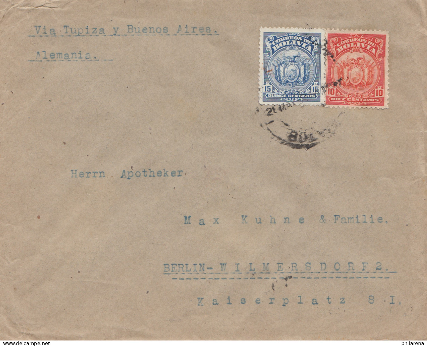 1927 Cover Cochabamba Via Buenos Aires To Berlin/Germany - Bolivie