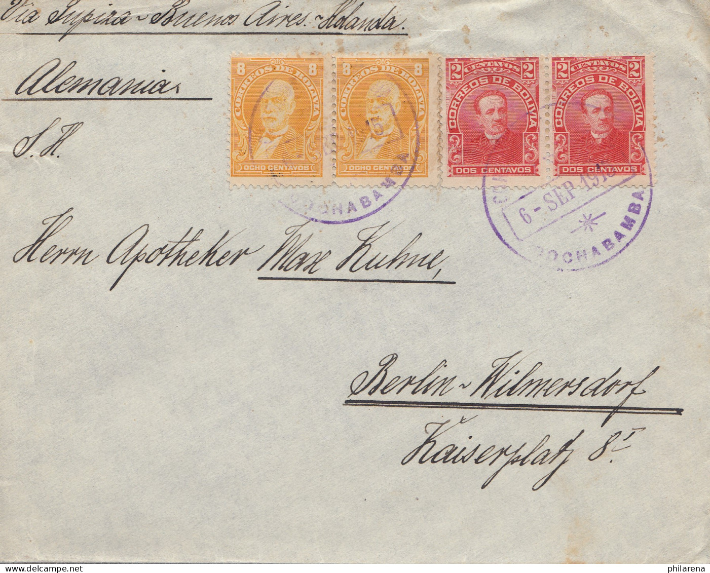 Bolivia/Bolivien: 1915 Cochabamba Via Buenos Aires To Berlin/Germany - Bolivien