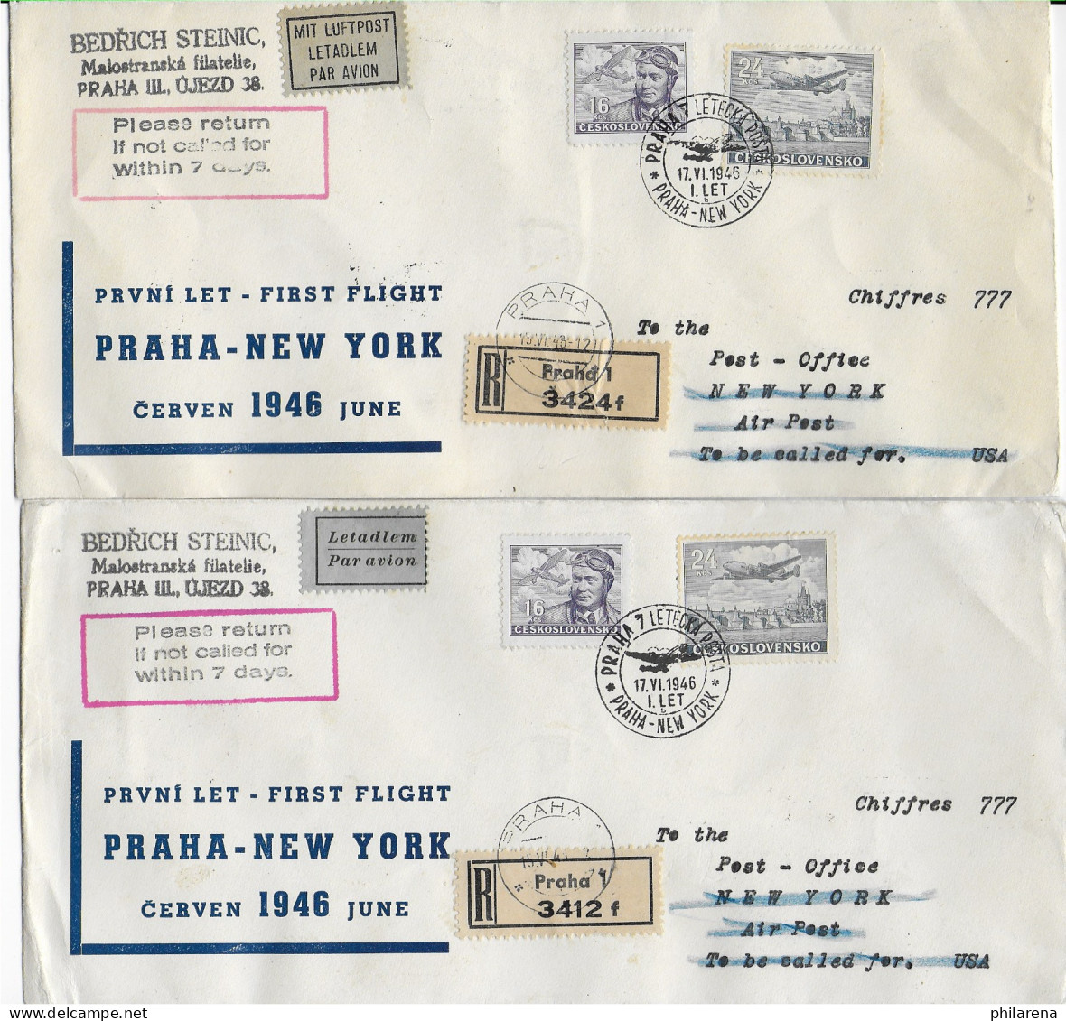 4x Luftpost Einschreiben 1956 Nach New York - Otros & Sin Clasificación