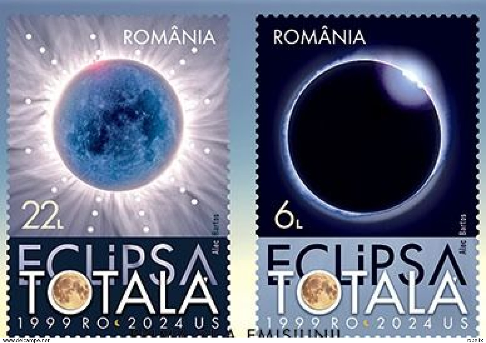 ROMANIA  2024  ASTRONOMY - TOTAL ECLIPSE From April 8 2024  Set Of 2 Stamps  MNH** - Astronomùia