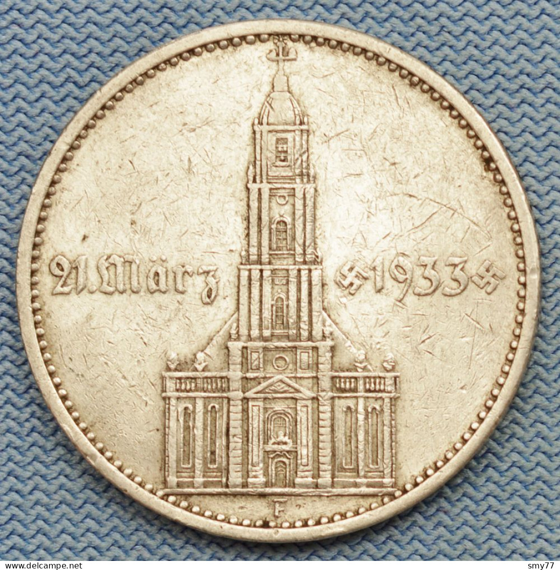 3 Reich • 5 Mark 1934 F • Garnisonskirche Potsdam • Mit Datum With Date • Germany / Deutsches 3eme Reich • [24-656] - 5 Reichsmark