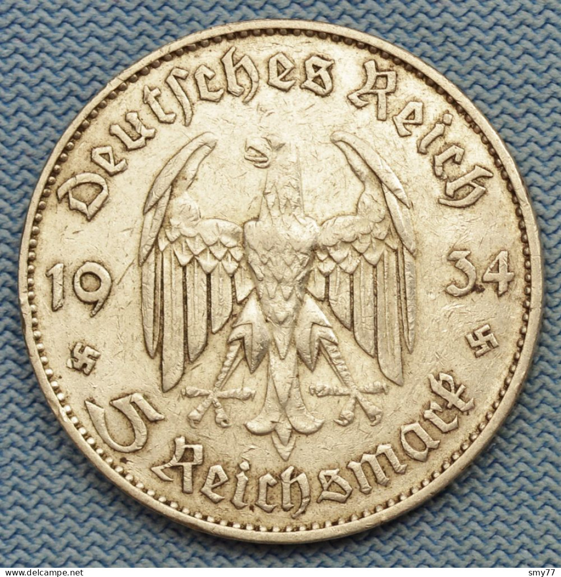 3 Reich • 5 Mark 1934 F • Garnisonskirche Potsdam • Mit Datum With Date • Germany / Deutsches 3eme Reich • [24-656] - 5 Reichsmark