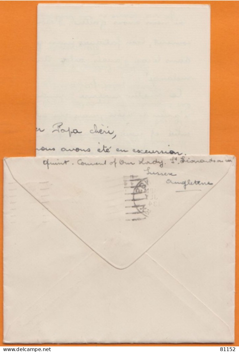 G.B.  Lettre De HASTINGS Sussex + Courrier    Le 27 JLY 1934 Avec Georges V 1p+1.5p - Brieven En Documenten