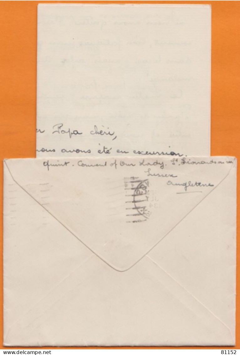 G.B.  Lettre De HASTINGS Sussex + Courrier    Le 27 JLY 1934 Avec Georges V 1p+1.5p - Lettres & Documents