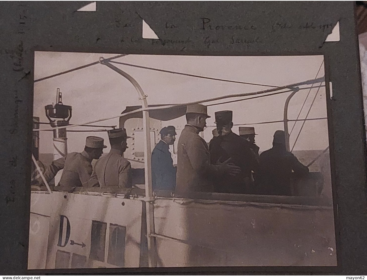 Rare PHOTO - PORT SALONIQUE - Arrivée Du Général Sarrail Larissa - CUIRASSÉ "LA PROVENCE" 1915 GRECE WW1 TOP 12×17CM ENV - Guerra, Militari