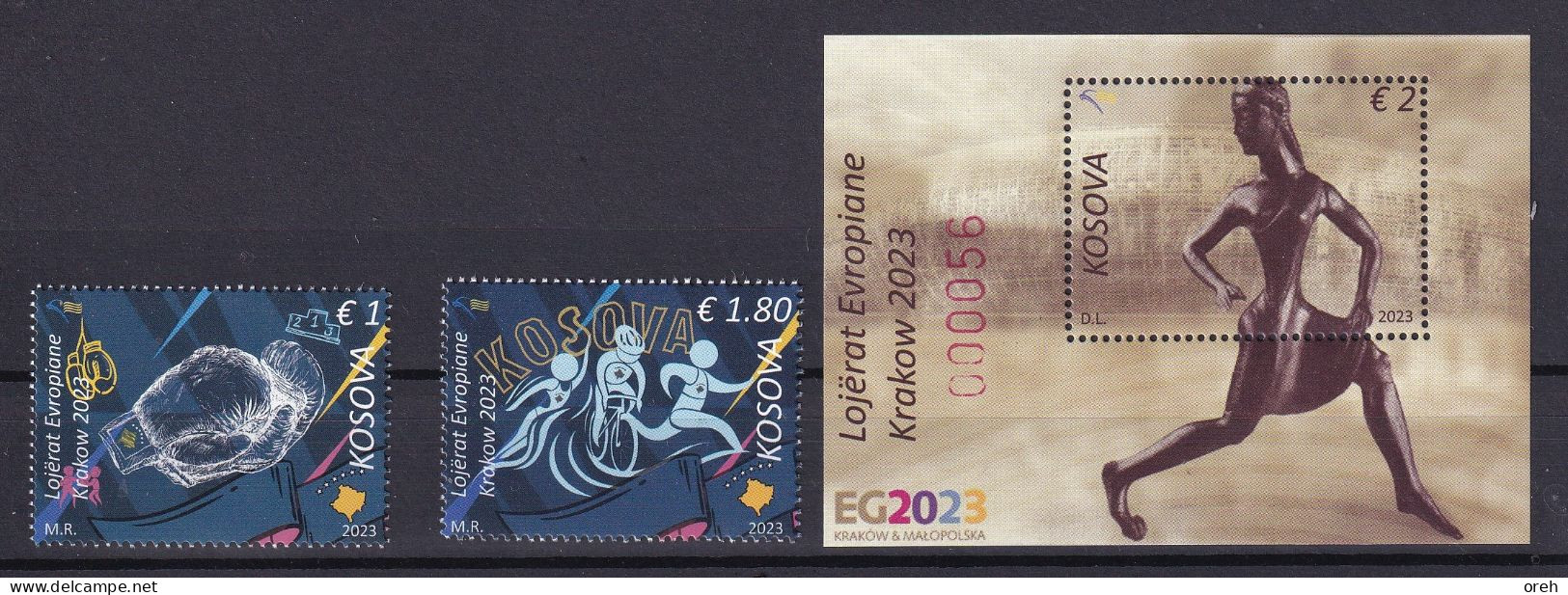 KOSOVO 2023,SPORT,EUROPEAN GAMES,,KRAKOW,POLAND,BOXING,CYCLING,RUN,2V,BLOCK,MNH - Kosovo