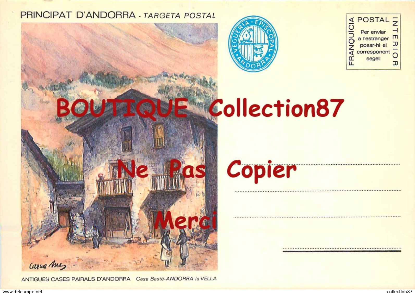 ANDORRE -- > Casa Basté Andorra La Vella < -- Targeta Postal Illustrator - Illustrateur - Andorre