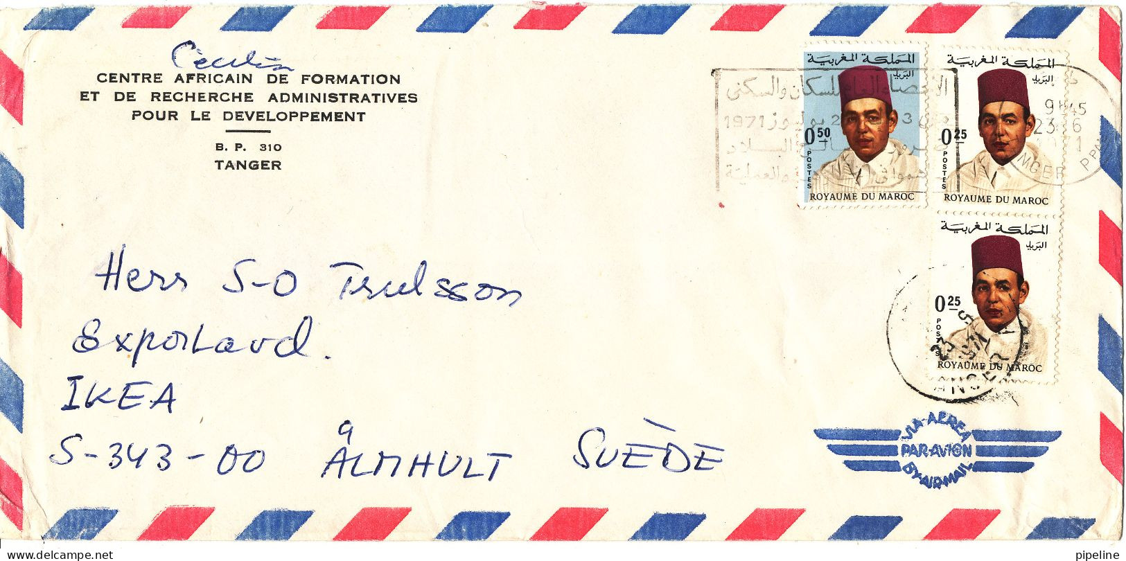 Morocco Air Mail Cover Sent To Sweden 23-6-1971 - Marruecos (1956-...)