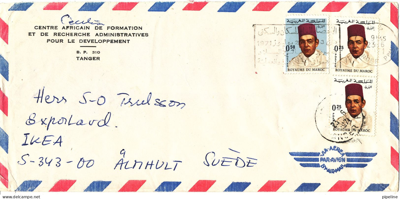 Morocco Air Mail Cover Sent To Sweden 23-6-1971 - Morocco (1956-...)