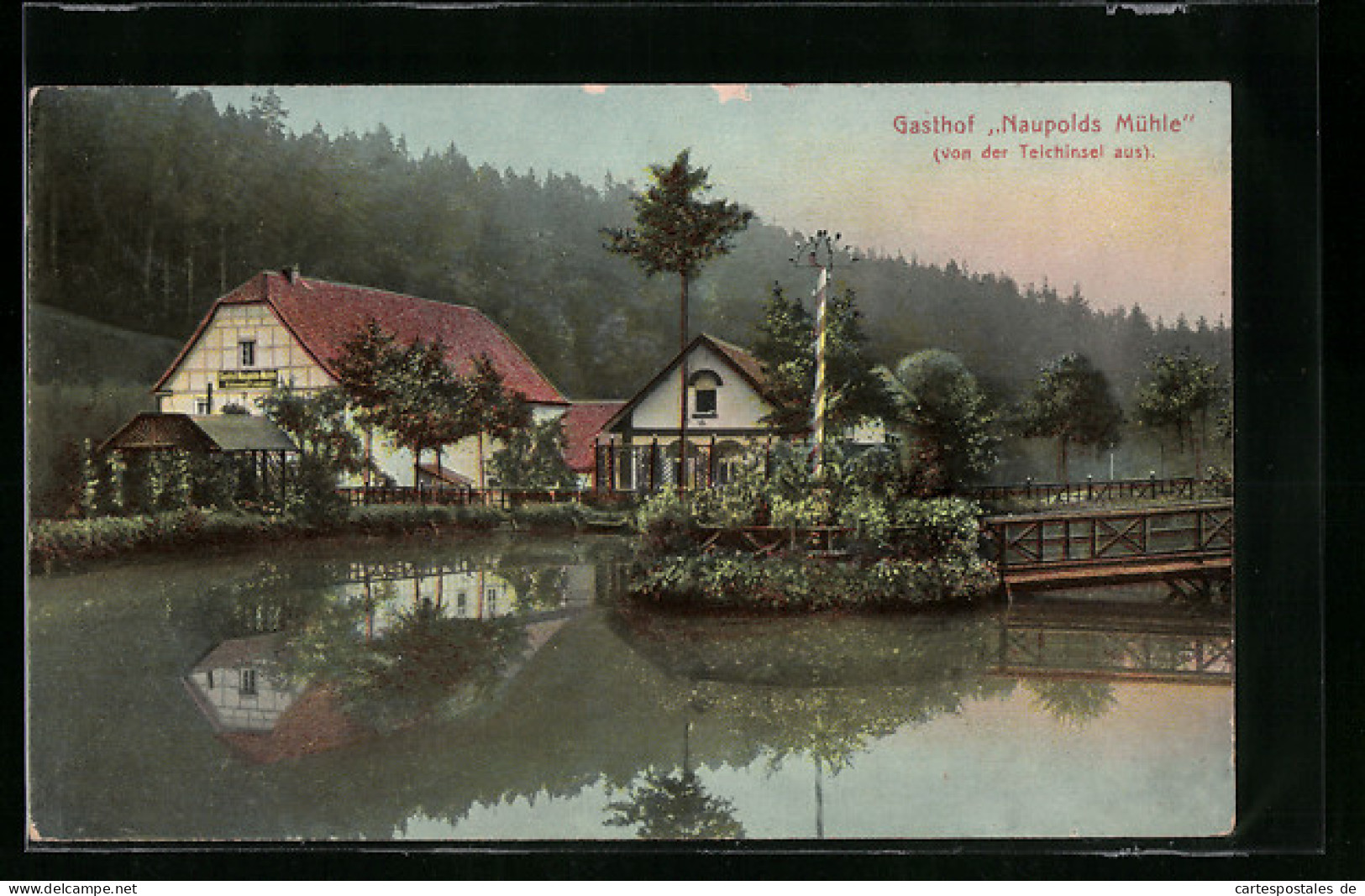 AK Eisenberg, Gasthof Naupolds Mühle Von Der Teichinsel Aus  - Eisenberg