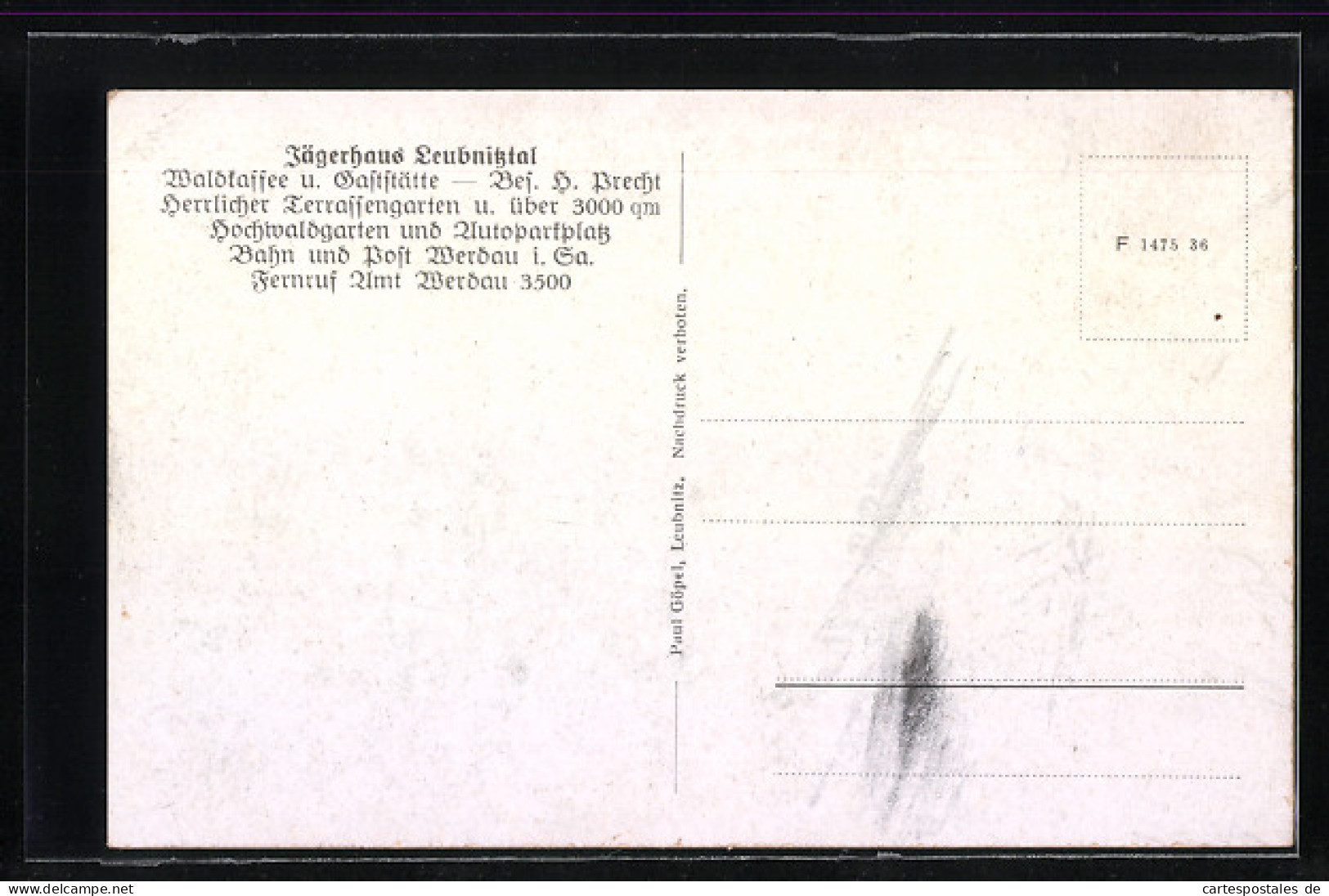 AK Leubnitztal, Gasthaus Jägerhaus Im Werdauer Wald  - Werdau