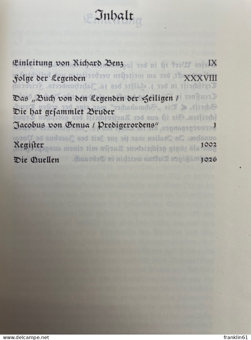 [Die Legenda Aurea] ; Die Legenda Aurea Des Jacobus De Voragine. - Altri & Non Classificati