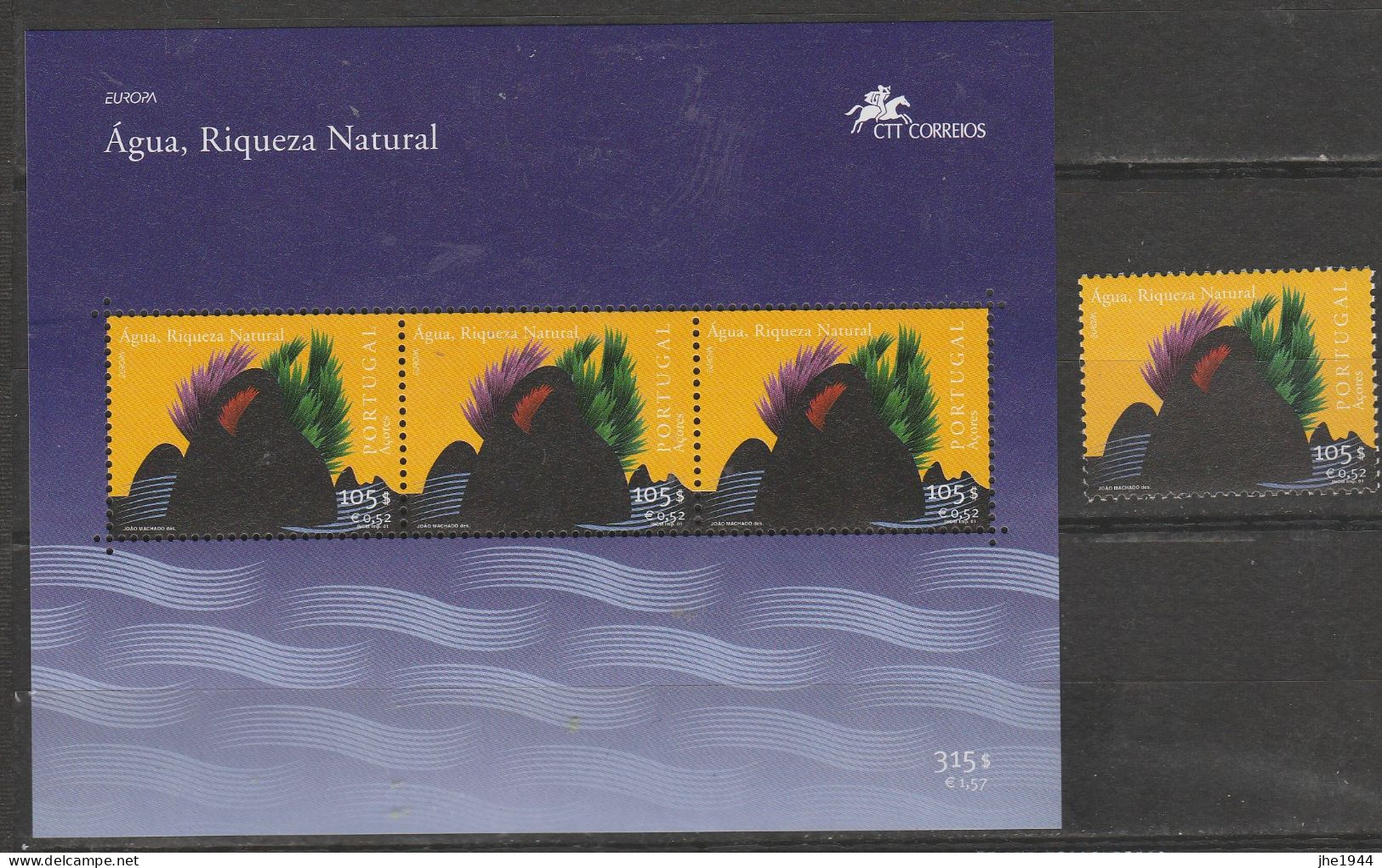 Açores Europa 2001 ** N° 468 Et BF 21 ** L'eau - 2001