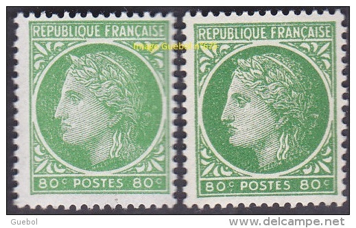 France Cérès De Mazelin N°  675  ** Le 80 Centimes  Vert En 2 Couleurs - 1945-47 Cérès De Mazelin