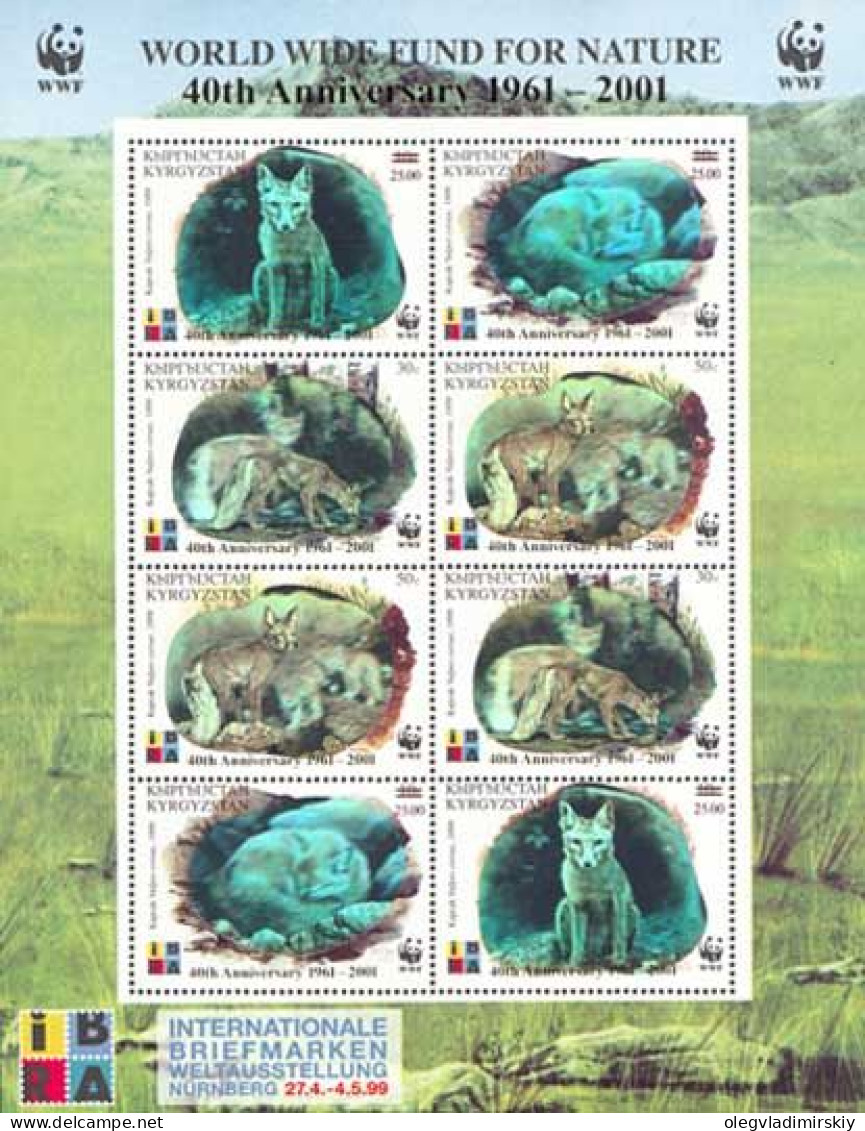 Kyrgyzstan 2001 WWF 40 Ann Karsak Fox Overprinted Holographic Sheetlet MNH - Neufs