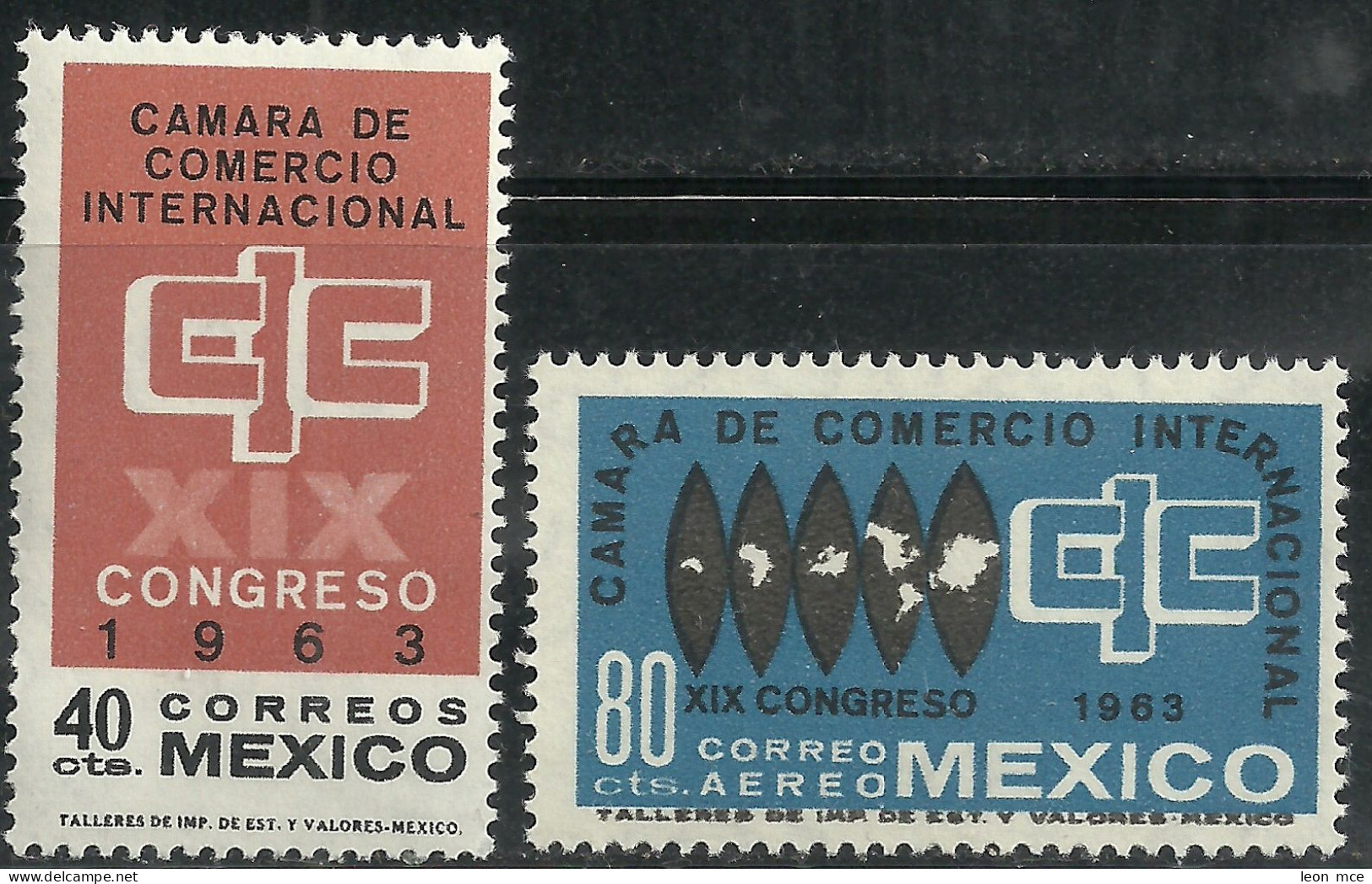 1963 MÉXICO XIX CONGRESO CAMARA INTERNACIONAL DE COMERCIO Sc. 933-C271 MNH, CHAMBER COMMERCE,  POLYCONIC MAP - Messico