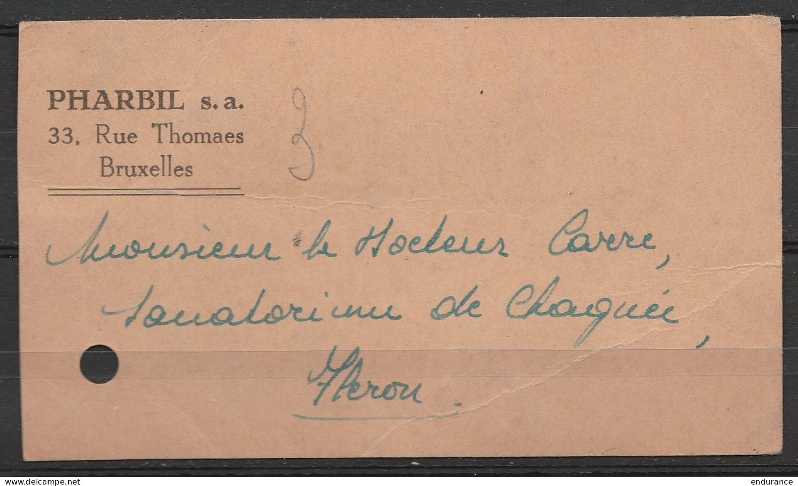 Etiquette Recommandée PHARBIL (Bruxelles) Affr. N°422+646 Càd JETTE /14-6-1951 Pour Sanatorium De Chaquée à FLERON - 1935-1949 Small Seal Of The State