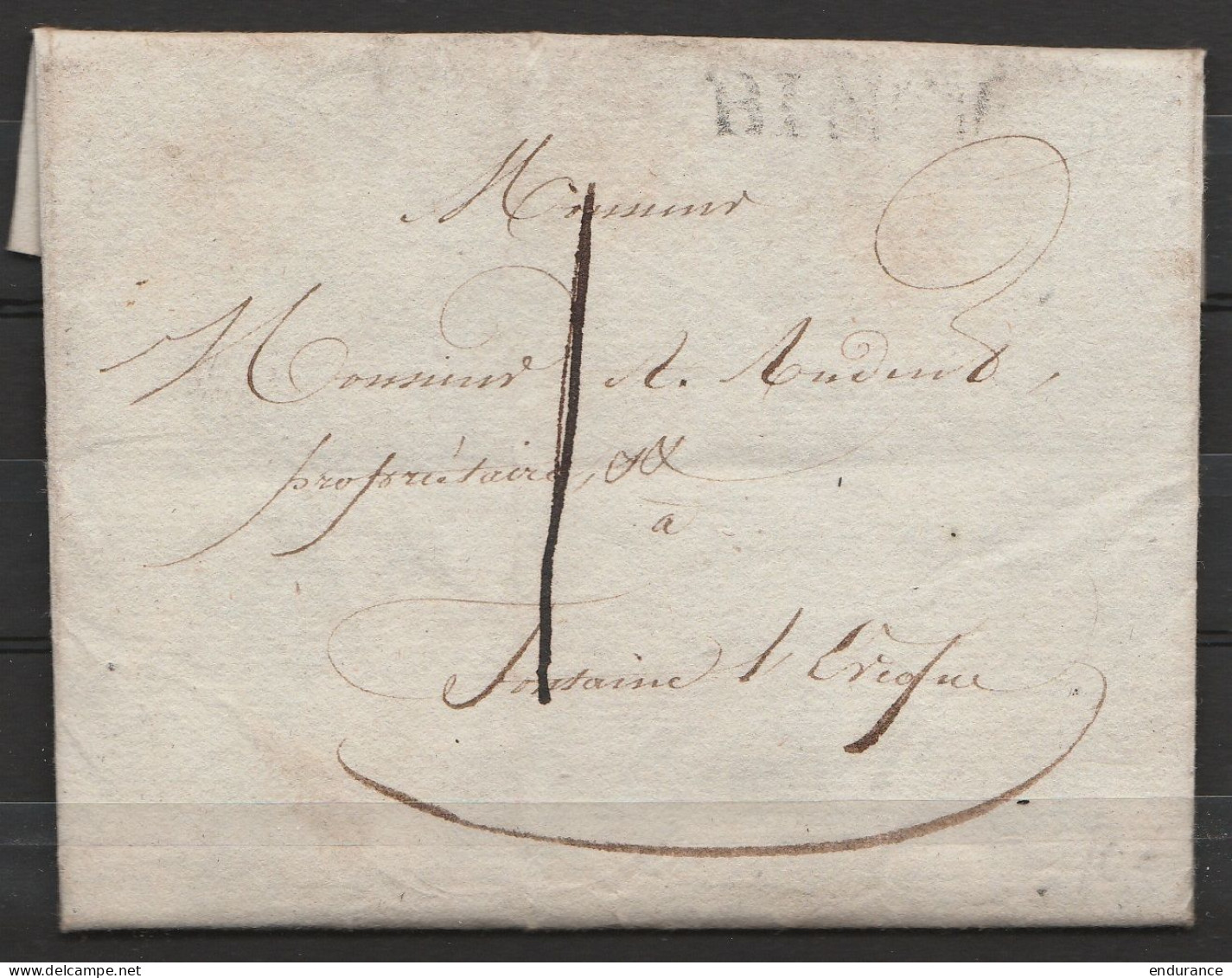 L. Datée 4 Septembre 1825 De BINCHE Pour FONTAINE L'EVEQUE - Griffe "BINCH" & Port "I" - 1830-1849 (Belgique Indépendante)