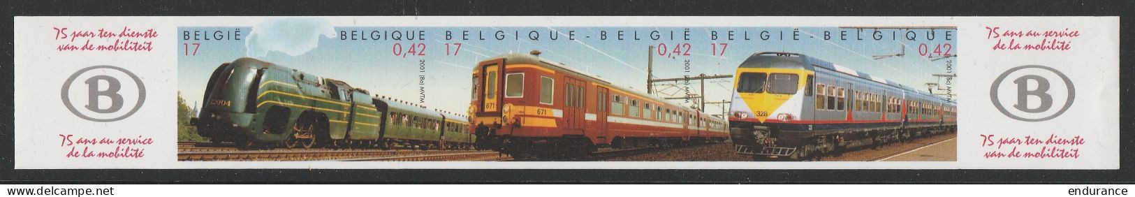N°2993/95 - Trains / 75e Anniversaire SNCB Non-dentelé ** 2001 - Autres & Non Classés