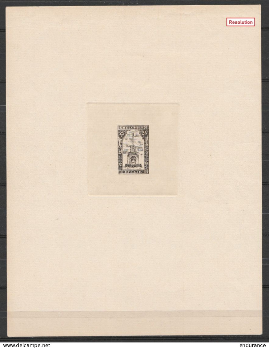 N°194 Perron De Liège - Epreuve Noir & Blanc 1920 - Ensayos & Reimpresiones