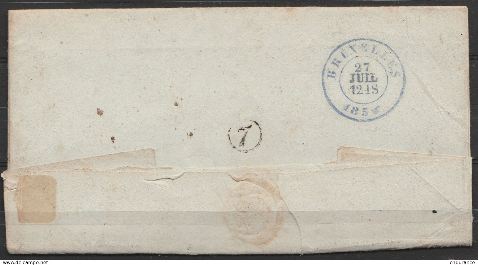 L. Datée 26 Juillet 1854 De SIVRY Affr. N°6 (paire Verticale) D47 Càd RANCE /26 JUIL 1854 Pour BRUXELLES - Boîte "D" (au - 1851-1857 Medallions (6/8)