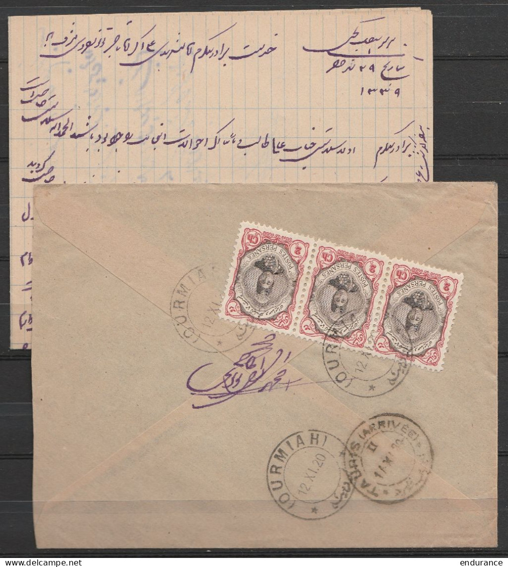 Perse - LAC Affr. 6ch Càd OURMIAH /12 XI 1920 Pour ? Càd TAURIS (arrivée)/14 XI 1920 - Irán