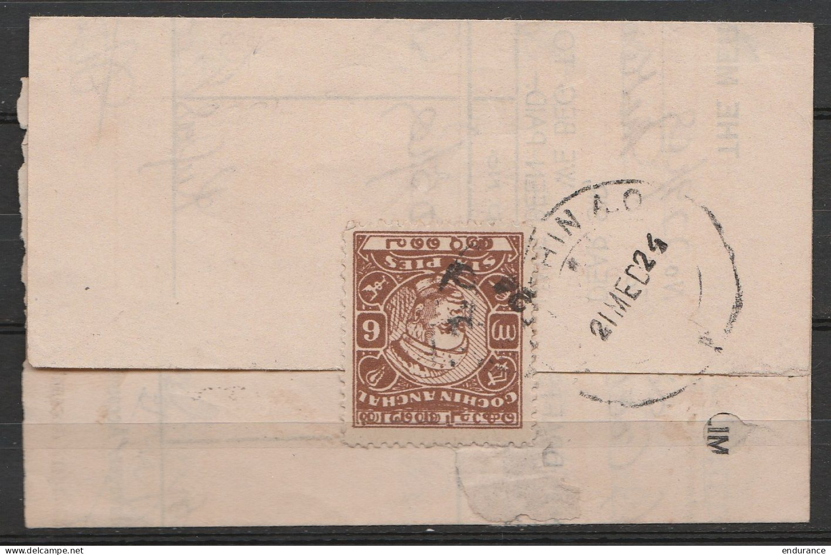 L. "Merchants' Bank Of India Limited - TRICHUR" Affr. (au Dos 6p Cochin Anchal) Càd COCHIN /24 MED 1924 Pour COCHIN - Gr - Cochin