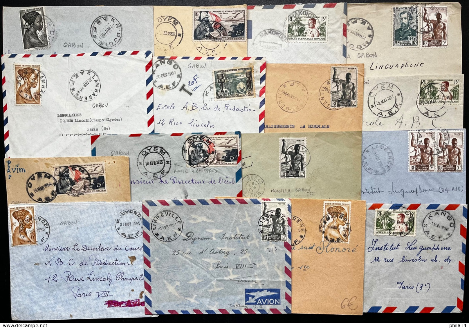 SP LOT DE 16 ENVELOPPES GABON AEF  / LOT N° 492 - Lettres & Documents