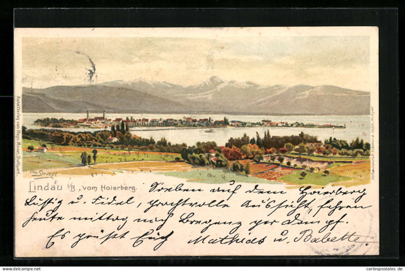 Lithographie Lindau I. B., Panoramablick Vom Hoierberg  - Lindau A. Bodensee