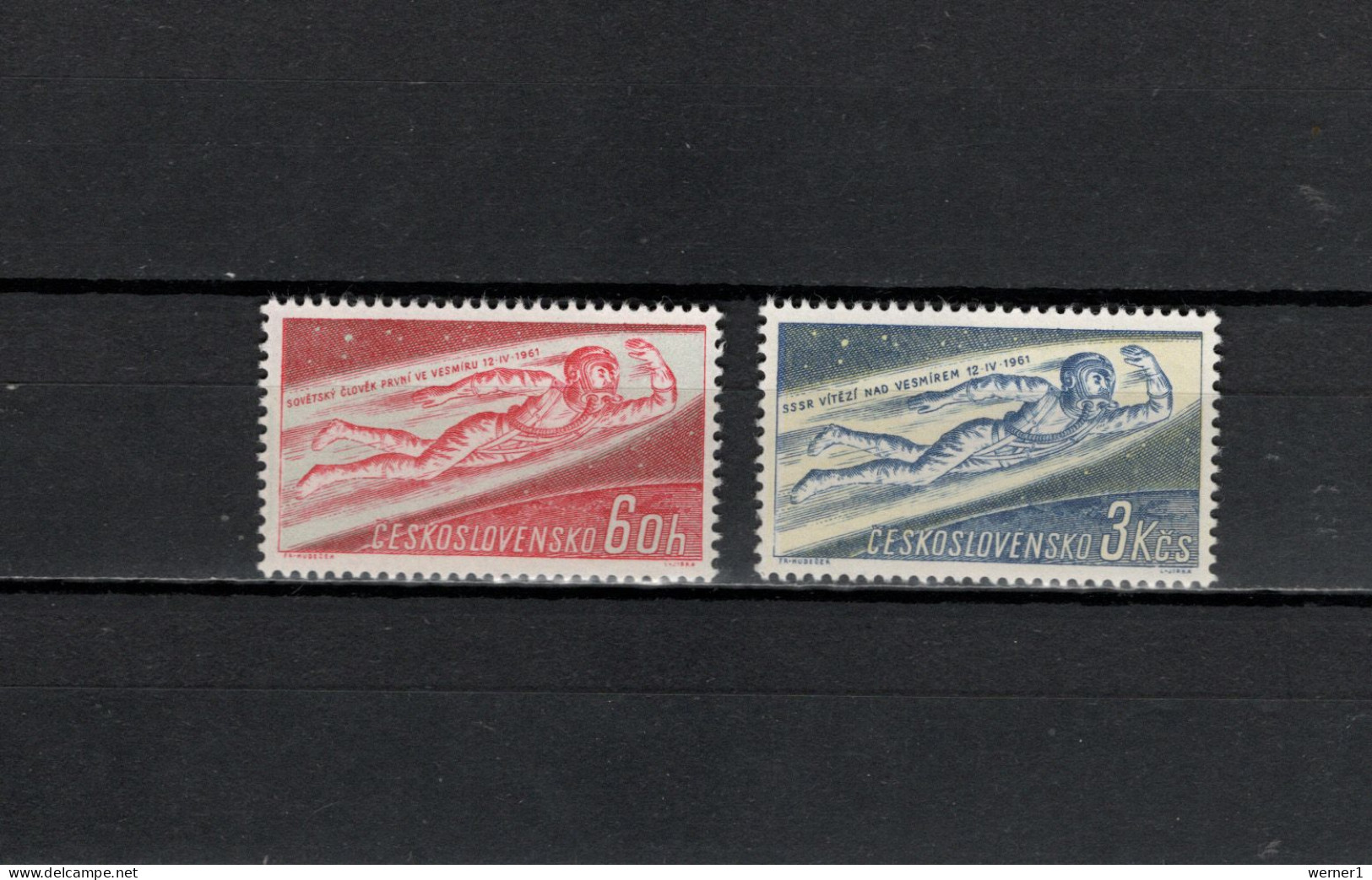 Czechoslovakia 1961 Space, Cosmonauts Set Of 2 MNH - Europe