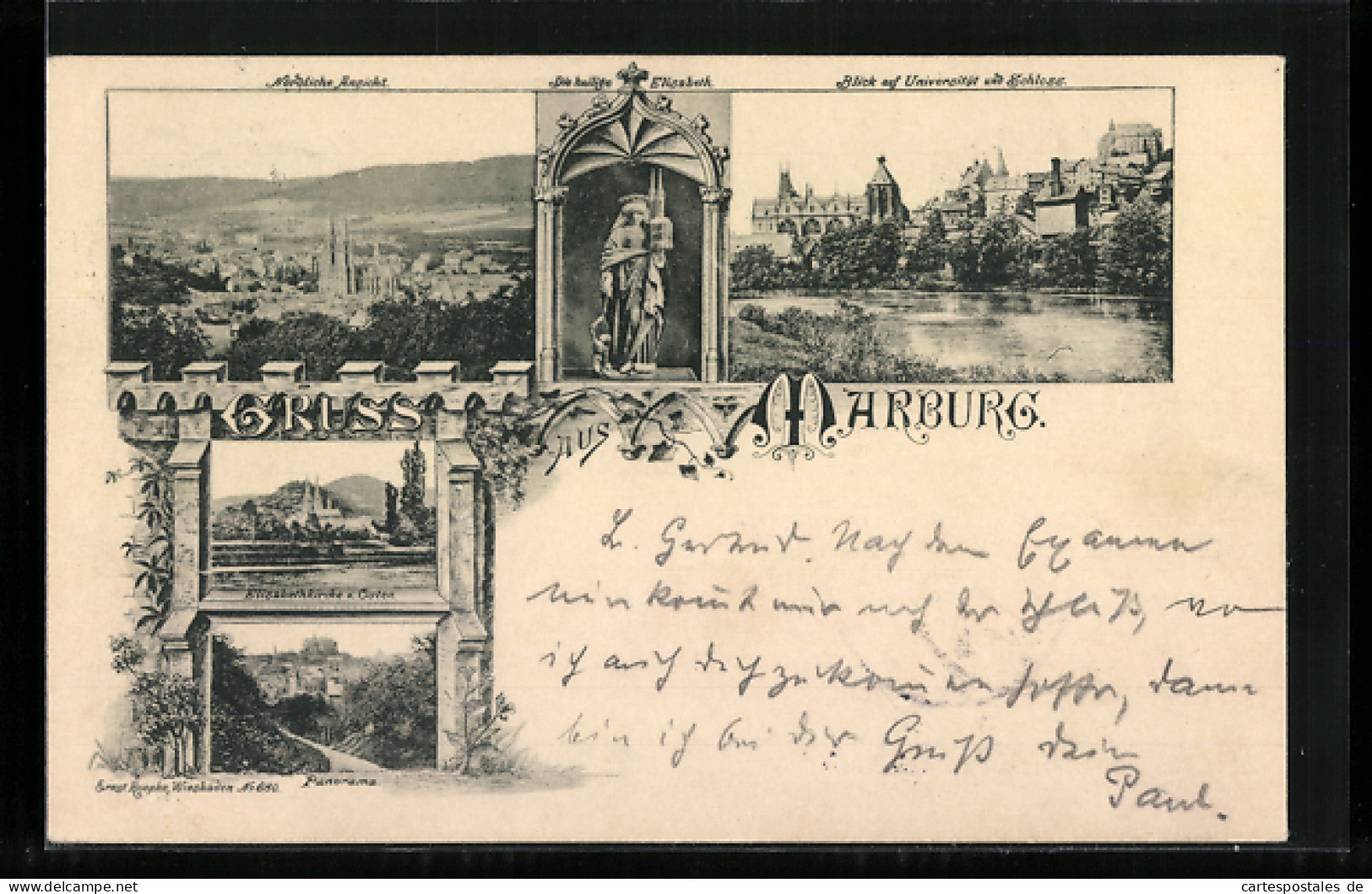 AK Marburg, Blick Auf Universität Und Schloss, Die Heilige Elisabeth, Panorama  - Marburg