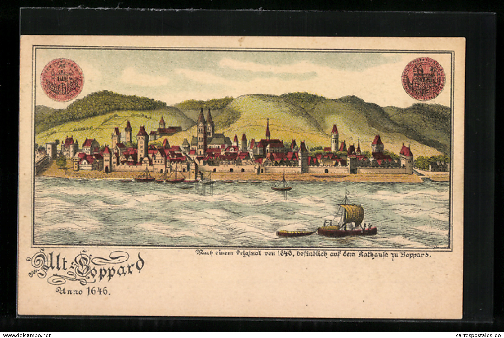 Künstler-AK Boppard, Panorama Von Alt-Boppard Anno 1646  - Boppard