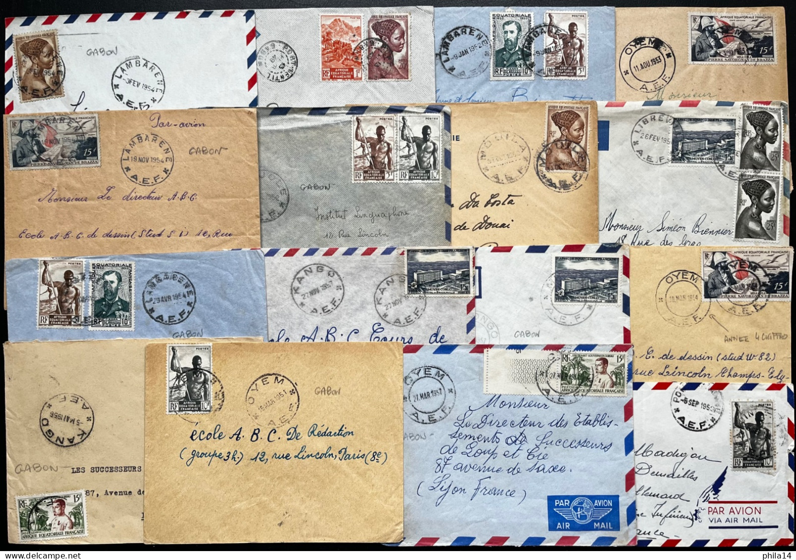 SP LOT DE 16 ENVELOPPES GABON AEF  / LOT N° 491 - Storia Postale