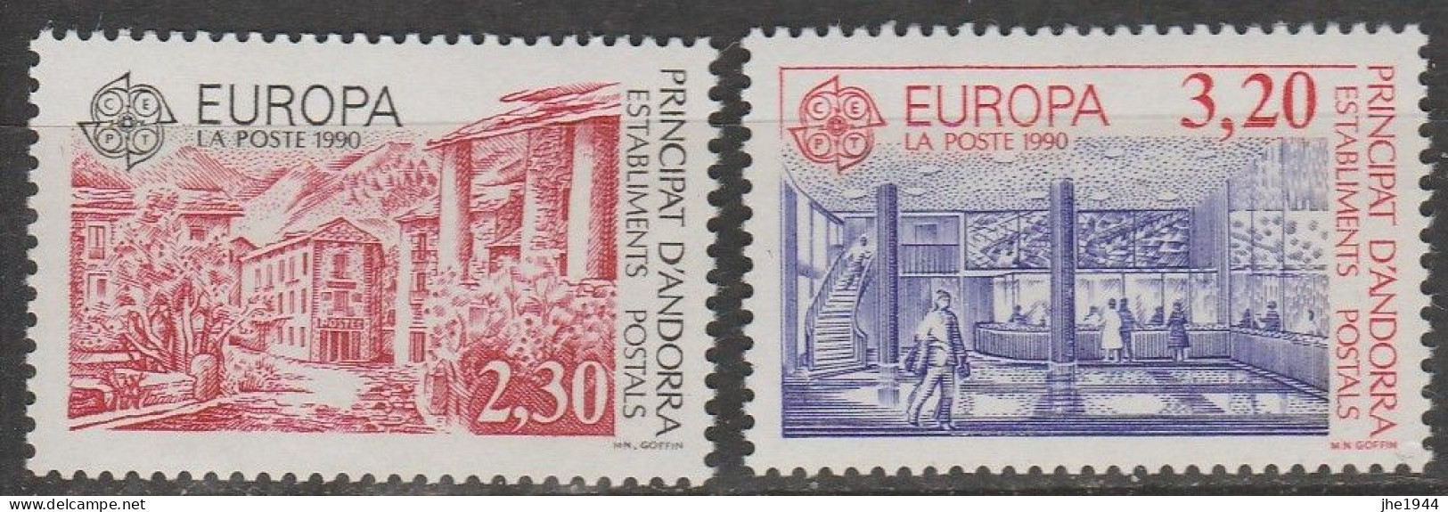 Andorre Français Europa 1990 N° 388/ 389 ** Ets Postaux - 1990