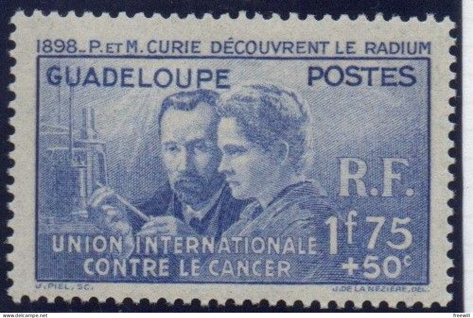 Guadeloupe  Pierre Et Marie Curie , Union Internationale Contre Le Cancer  XXX 1938 - Ongebruikt