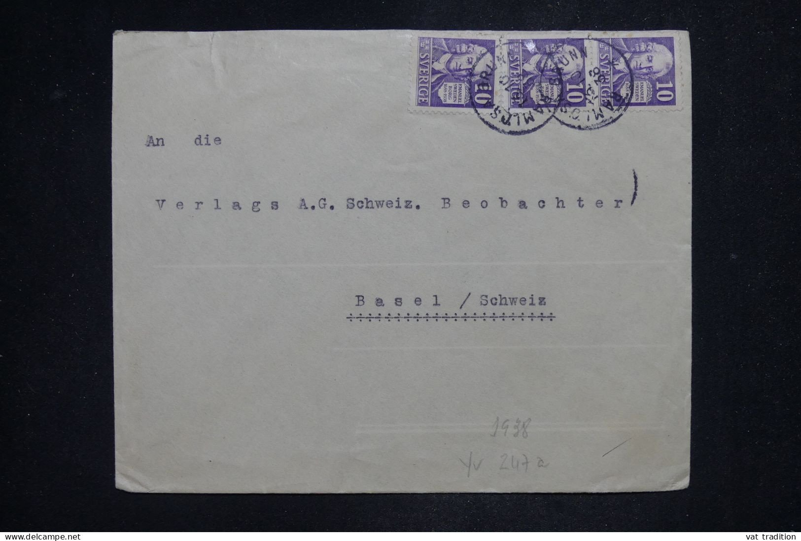 SUEDE - Lettre Pour La Suisse - 1938 - A 2838 - 1930- ... Rollen II