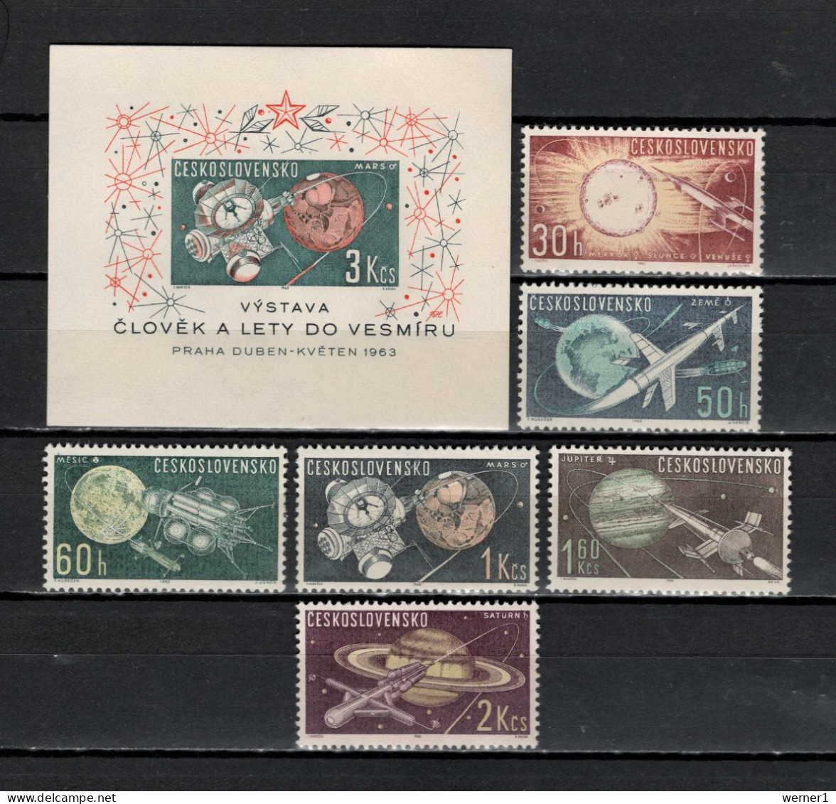 Czechoslovakia 1963 Space Research Set Of 6 + S/s MNH - Europe