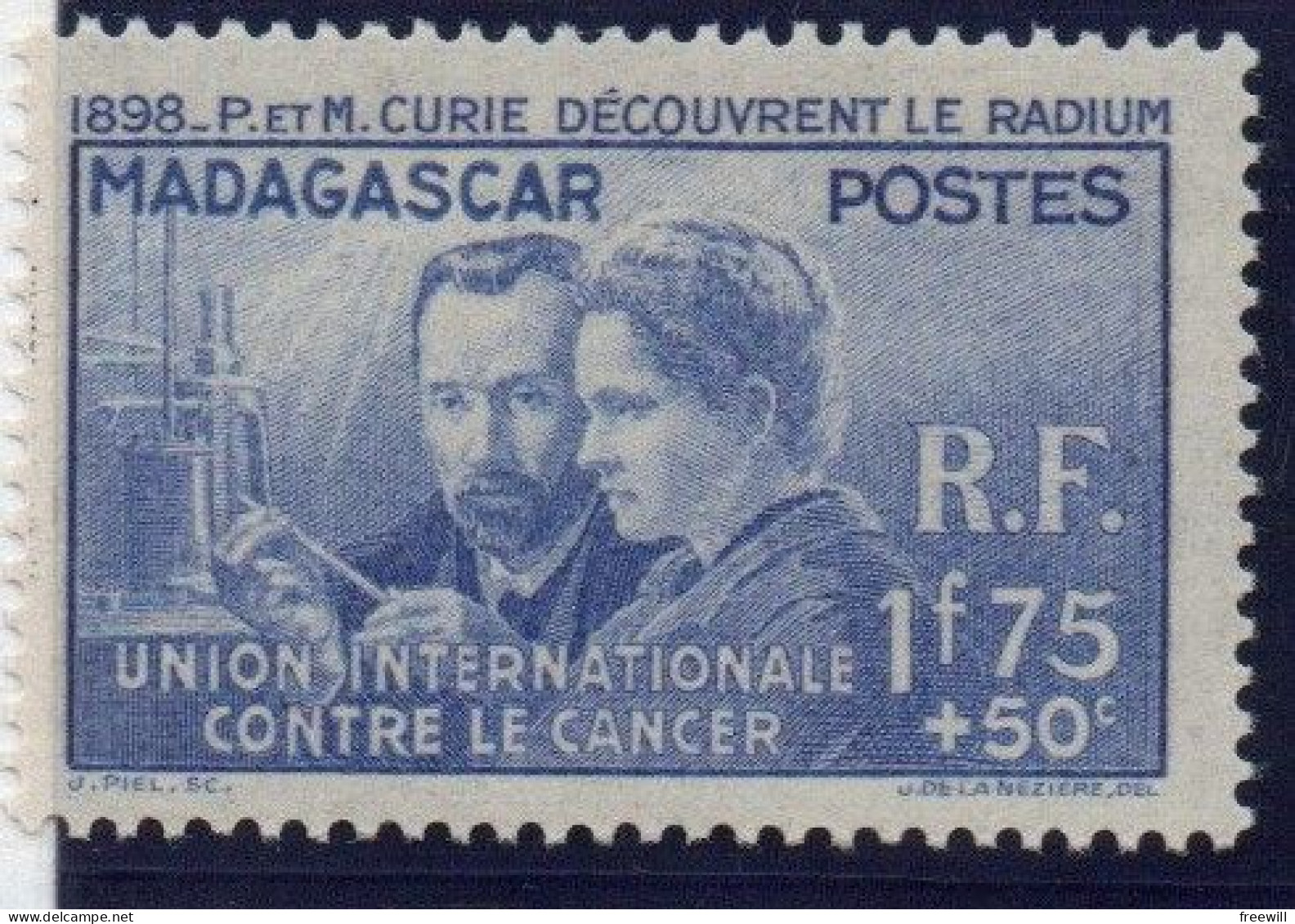 Madagascar    Pierre Et Marie Curie , Union Internationale Contre Le Cancer  XXX 1938 - Ongebruikt