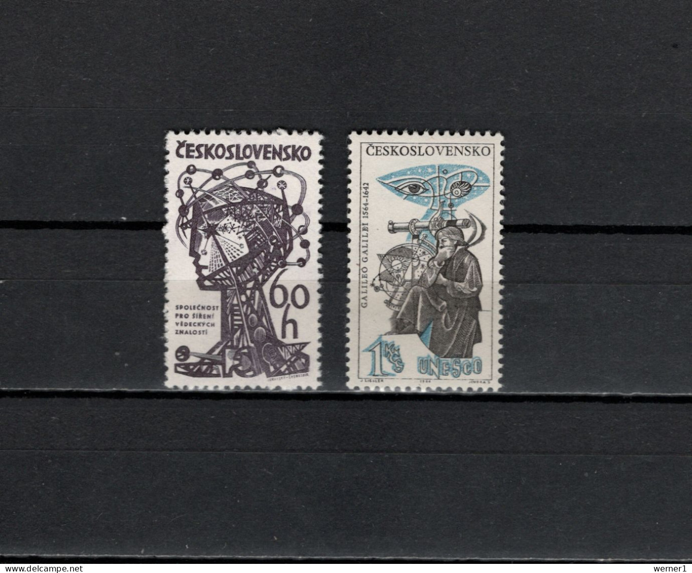 Czechoslovakia 1963/1964 Space, Science, Galileo 2 Stamps MNH - Europe
