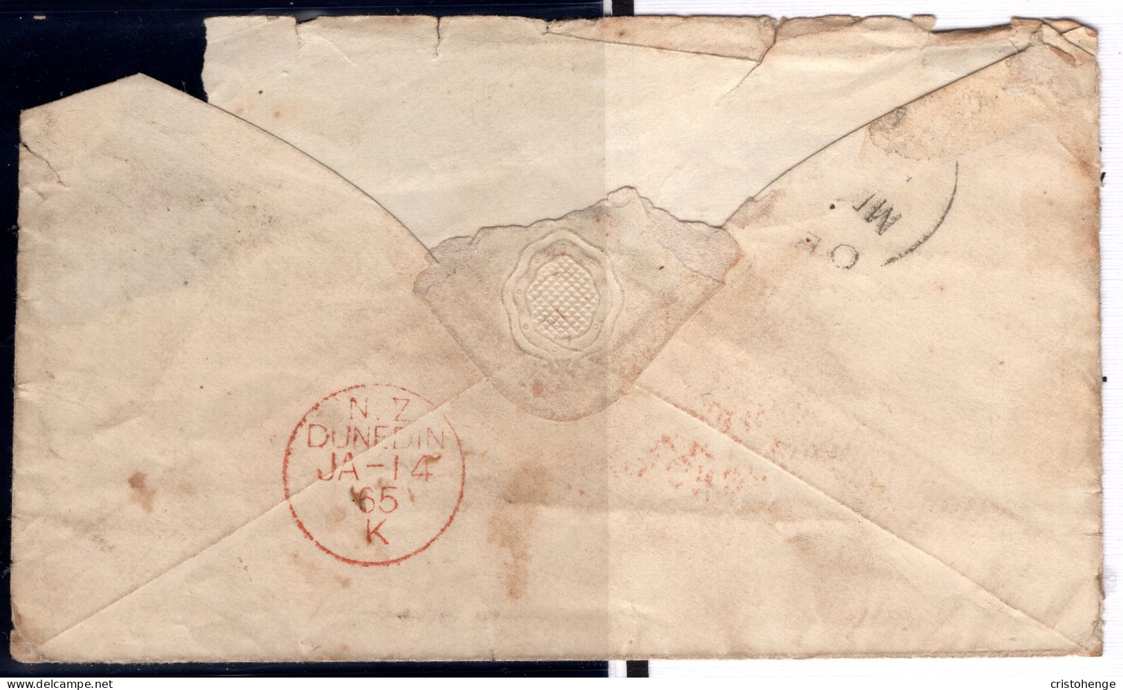 New Zealand 1865 2d Blue FFQ Chalon Pair - NZ Wmk. Perf. 13 - On Goldfields Cover Rocky Point To Scotland - Briefe U. Dokumente