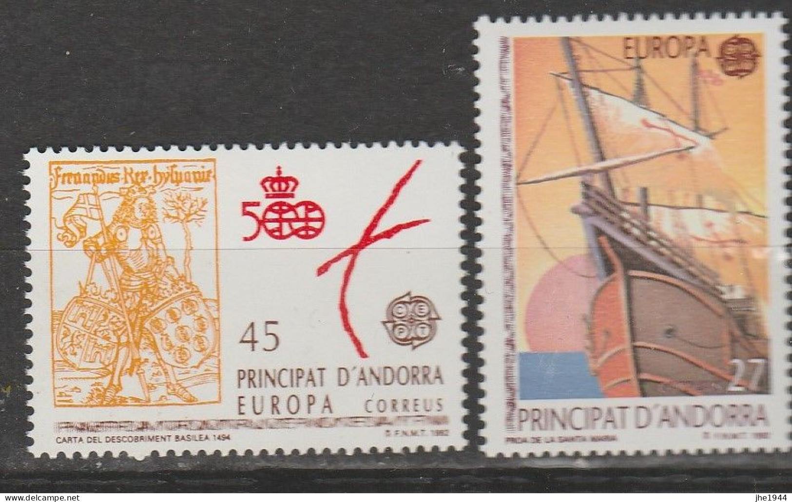 Andorre Espagnol Europa 1992 N° 216/ 217 ** Decouverte Amerique - 1992