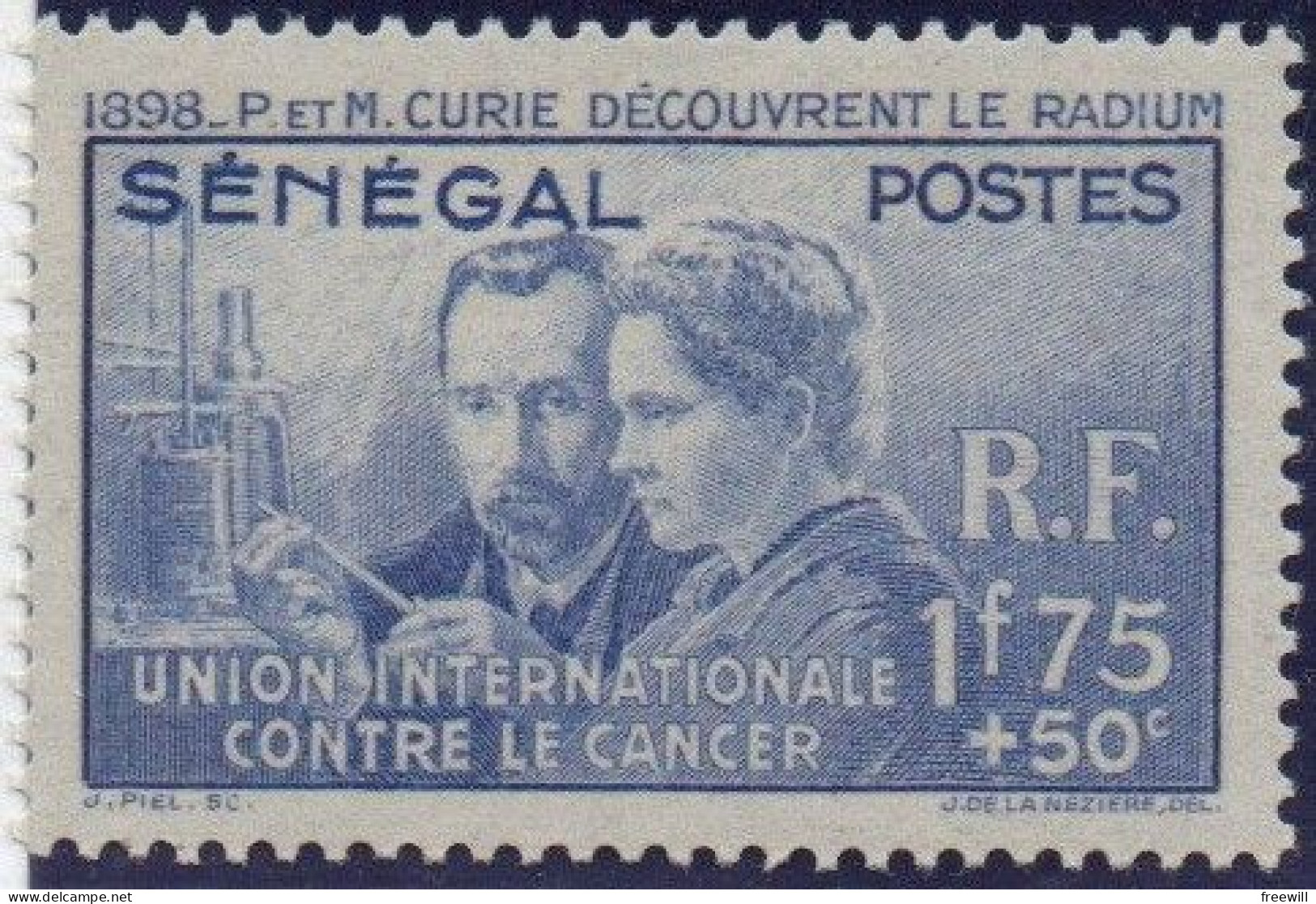 Sénégal   Pierre Et Marie Curie , Union Internationale Contre Le Cancer  XXX 1938 - Ongebruikt