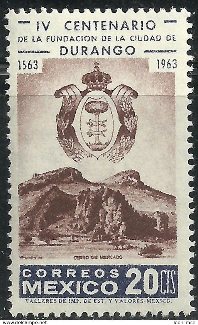 1963 MÉXICO 400 ANIV. DE LA FUNDACIÓN DE DURANGO Sc. 935 MNH MERCADO MOUNTAINS And ARMS Of DURANGO - Messico