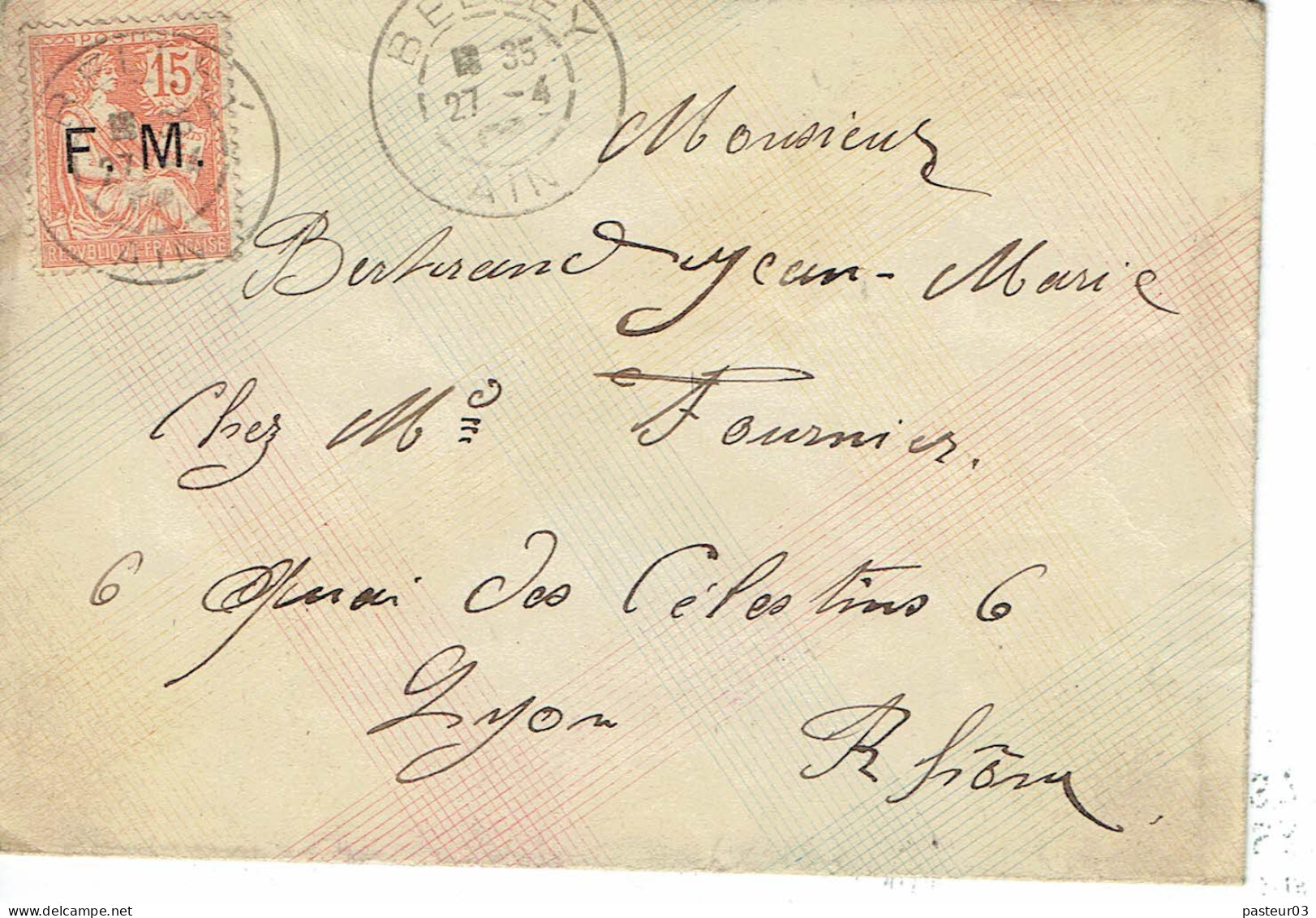 FM 2 Mouchon 15 C. Lettre Belley 27-4-1903 - Timbres De Franchise Militaire