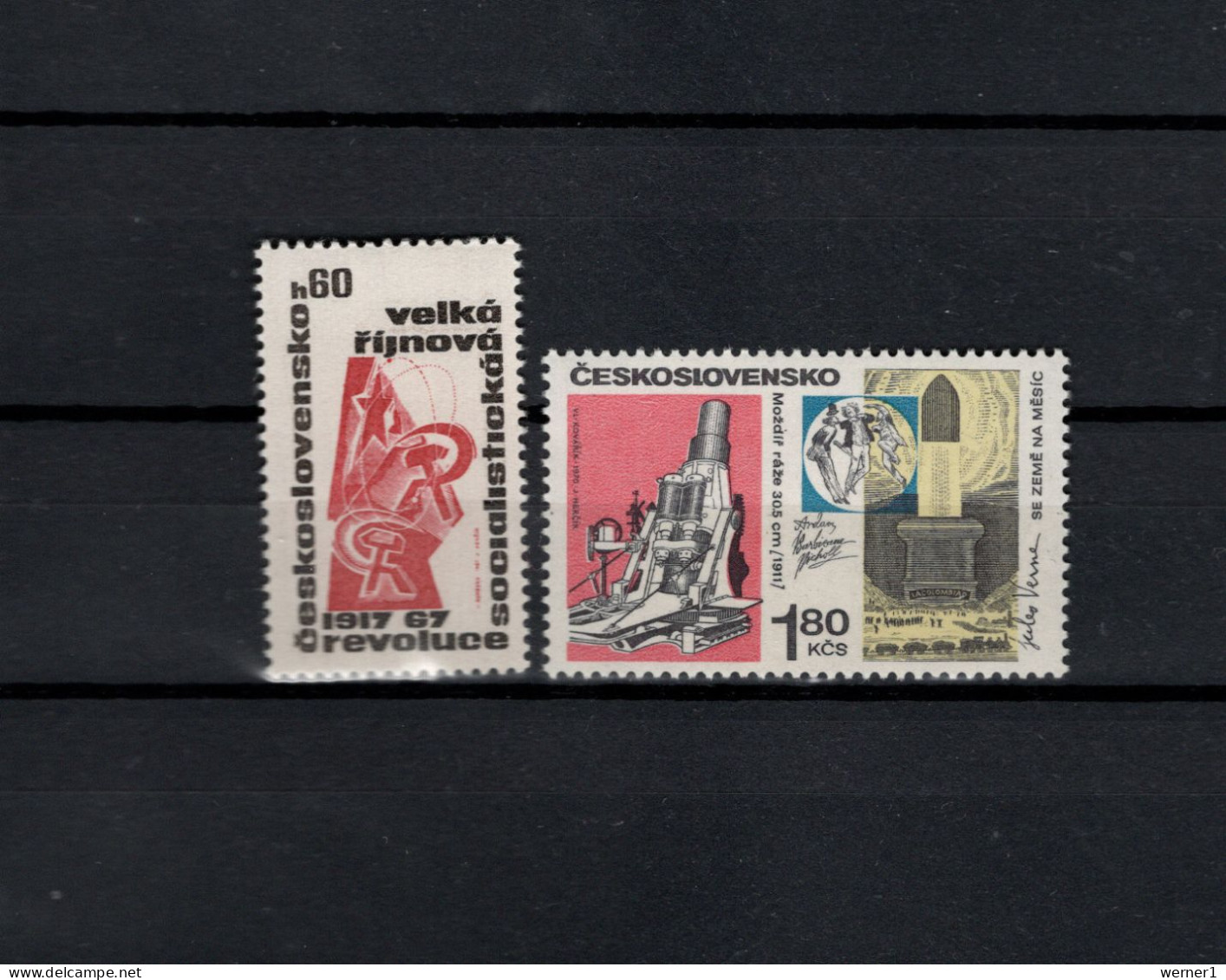 Czechoslovakia 1967/1970 Space, October Revolution, Jules Verne 2 Stamps MNH - Europe